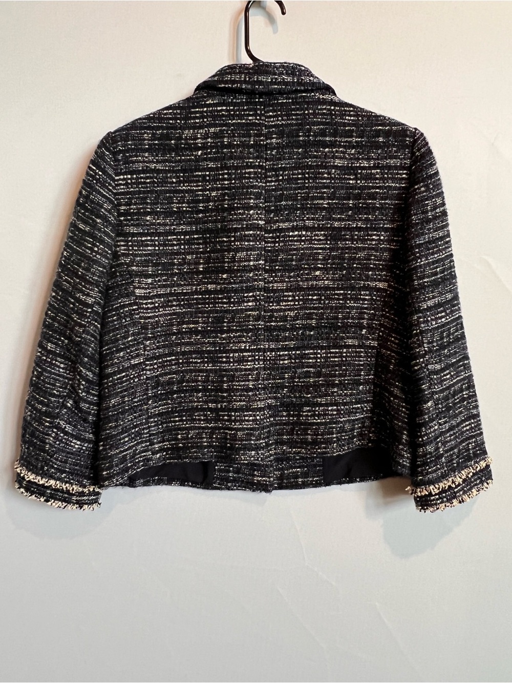 Ann Taylor Navy, Black, and Ivory Tweed Cropped Blazer - Picture 7 of 14